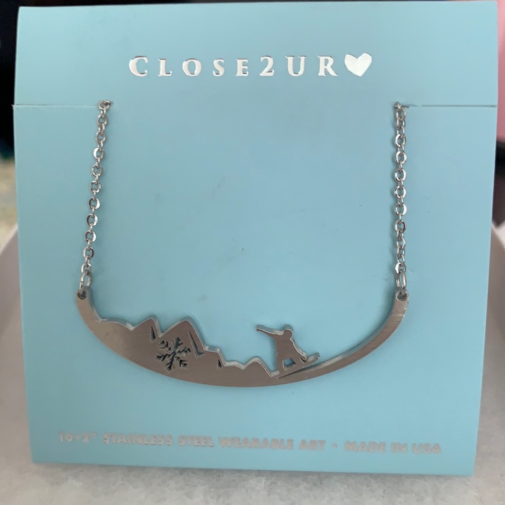 Snowboard art necklace